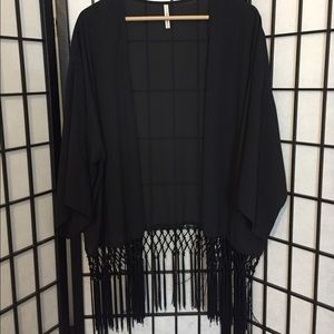 Black Fringe Kimono