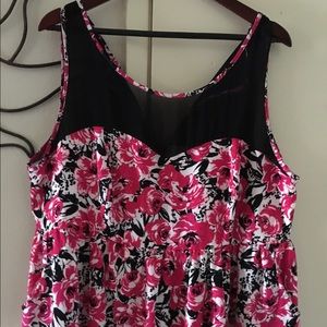 Pink, b&w skater dress, sweetheart neckline, mesh