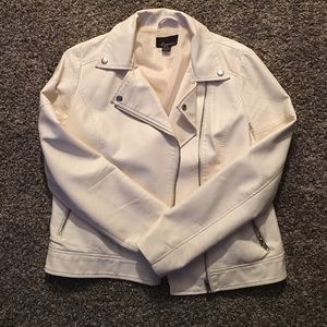 Cream Faux Leather Jacket