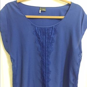 Blue chiffon & lace shirt