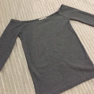 Gray exposed shoulders top