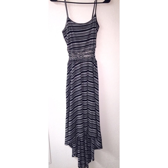Gray and black high low spaghetti strap dress
