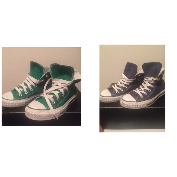 Green and blue converse size 3 boys