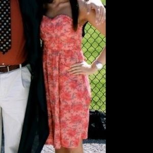 Strapless Pink Floral H&M Dress sz 8