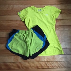 Asics shorts and under armour top bundle
