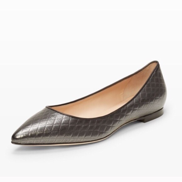 Club Monaco Black Quilted Point Toe Flats 8.5