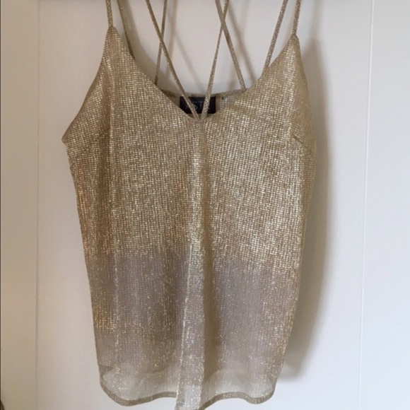 Gold sequin sheer top. Express
