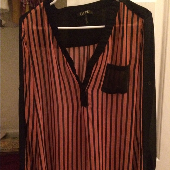 Boutique long sleeve orange and black blouse - Picture 1 of 3