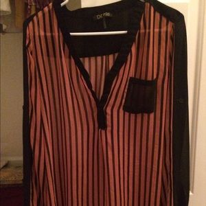 Boutique long sleeve orange and black blouse