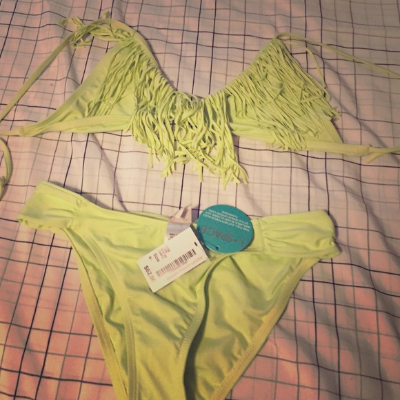 L*Space Lime Fringe Bikini.