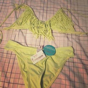 L*Space Lime Fringe Bikini.