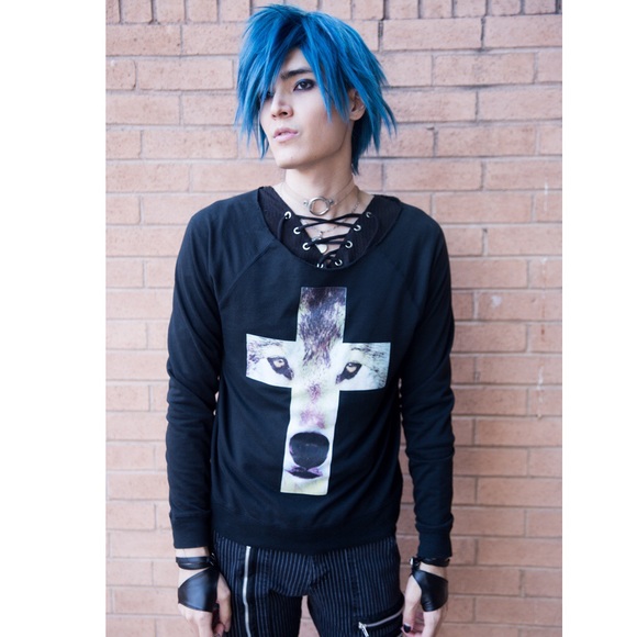 Urban Outfitters Sweaters - Wolf Cross Black Sweater Cool Edgy Longsleeve Goth Urban Outfitters Sweaters - Wolf Cross Black Sweater Cool Edgy Longsleeve Goth