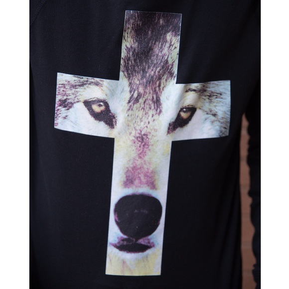 Urban Outfitters Sweaters - Wolf Cross Black Sweater Cool Edgy Longsleeve Goth Urban Outfitters Sweaters - Wolf Cross Black Sweater Cool Edgy Longsleeve Goth