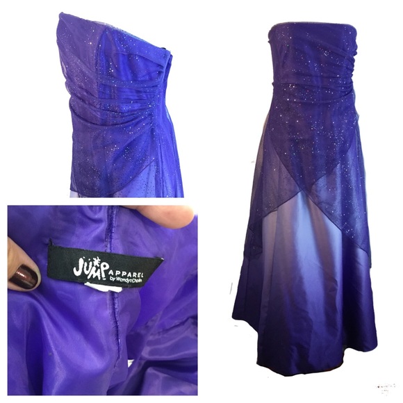 Purple Starlight Sparkle Strapless Ombré Dress 16