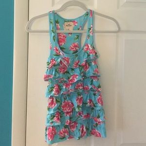Hollister Floral Ruffle Tank Top