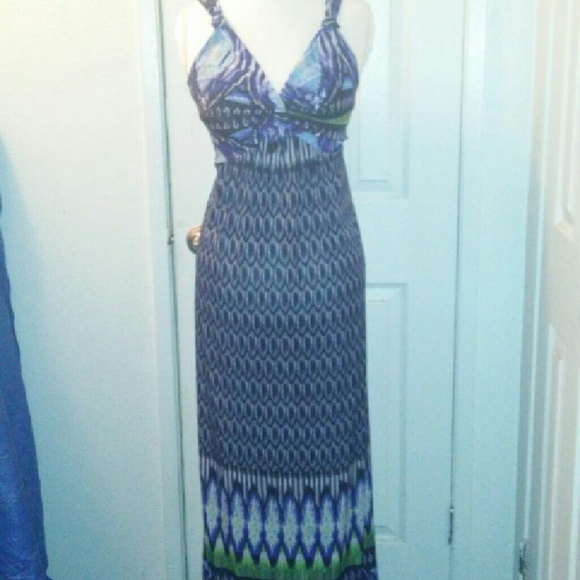 Long blue summer dress by Michael F.