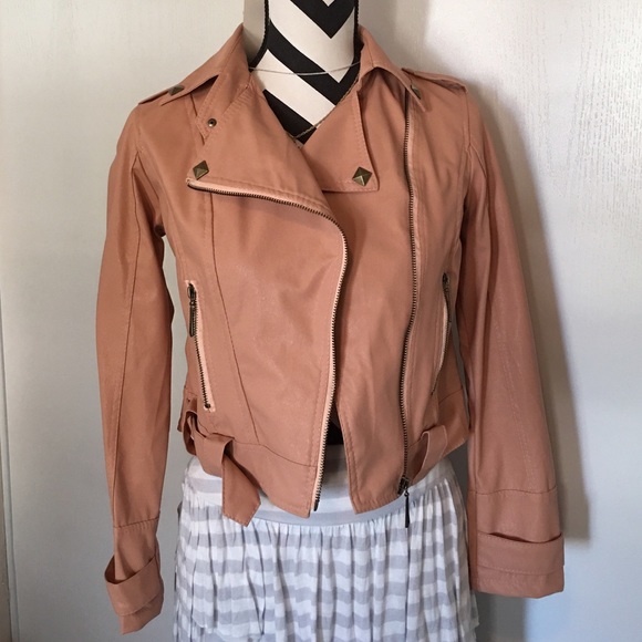 - pink vegan leather jacket - - Picture 4 of 4