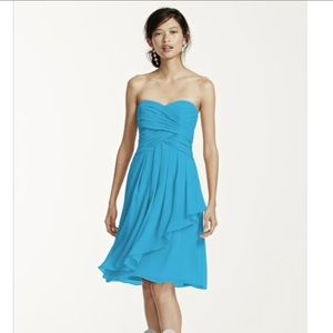 David's Bridal Malibu short bridesmaid dress