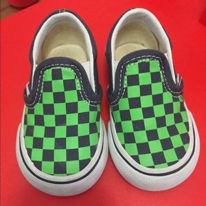 Blue and green toddler VANS Size 4