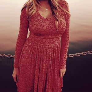 NWT Old Navy Fit & Flare BURGUNDY longsleeve dress