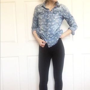 Floral denim blouse
