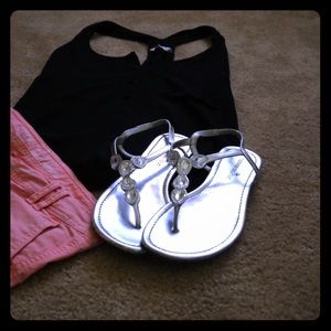 Jeweled Silver Flats