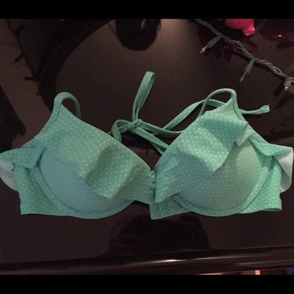 Green Polkadot Aerie Swimsuit Top