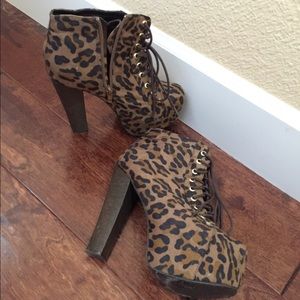 Leopard print booties