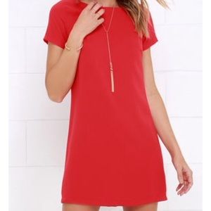 Red Shift Dress Medium LuLus "Shift and Shout"