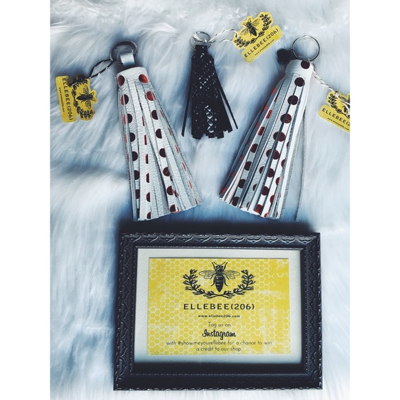 White/Red Polka Dots Tassel w/ Charm 🔅SALE🔅 - Picture 2 of 3