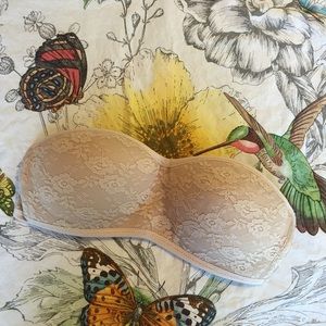 PINK Victoria's Secret Nude/Beige Lace Bandeau Bra
