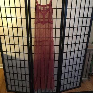 Long completely sheer dress spaghetti straps