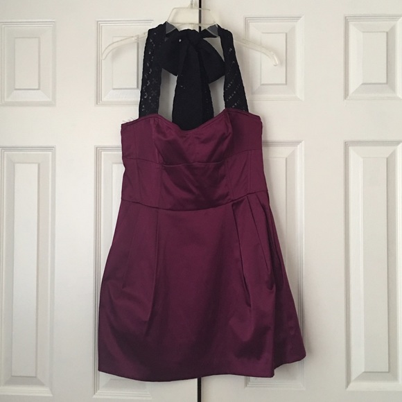 H&M Purple Dress with Black Lace Halter Ties