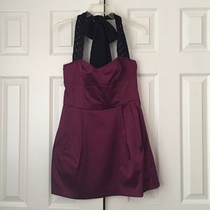 H&M Purple Dress with Black Lace Halter Ties