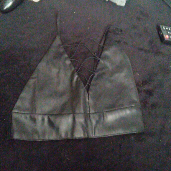 Faux leather crop top