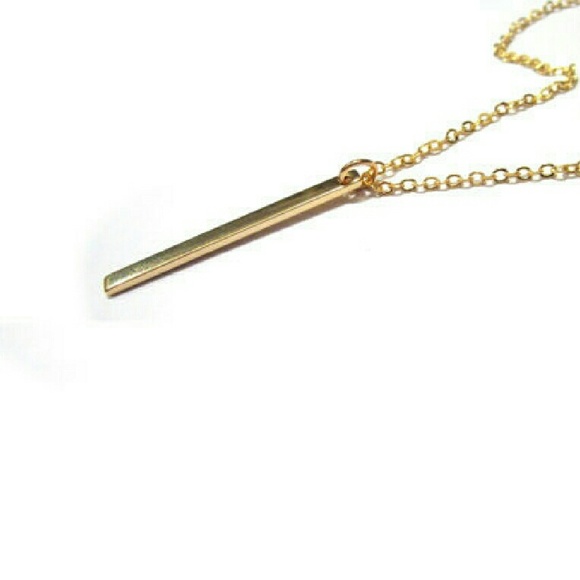 gold bar drop necklace - Picture 2 of 4