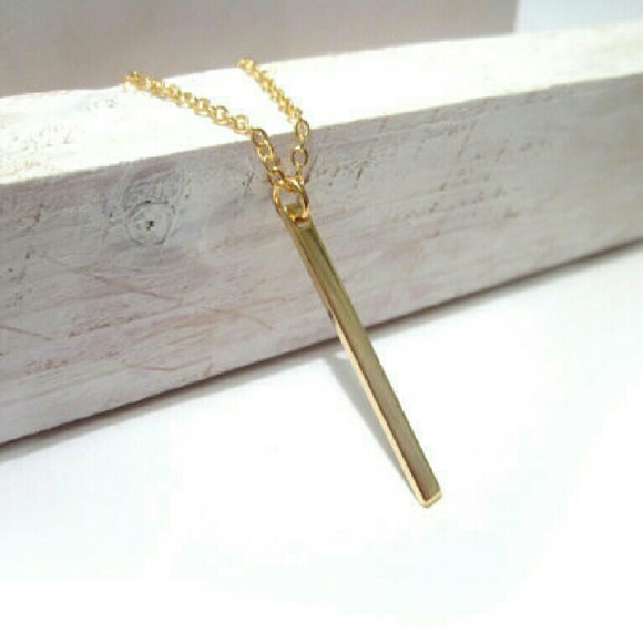 gold bar drop necklace - Picture 3 of 4