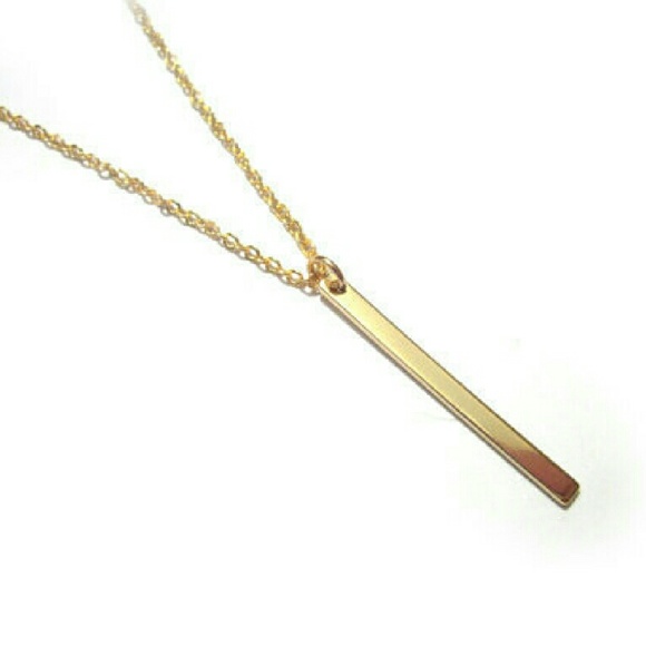 gold bar drop necklace - Picture 4 of 4