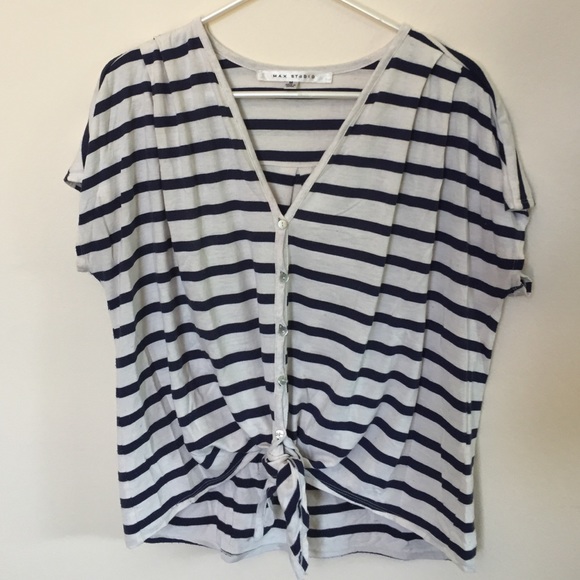 Max Studio tie-front button-up top