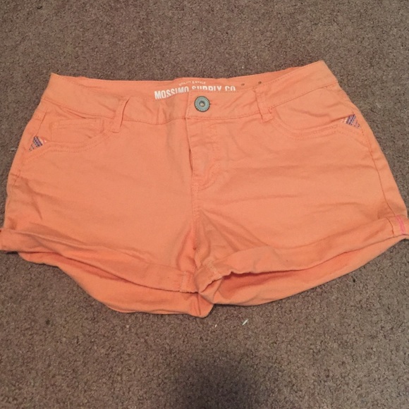Orange denim shorts