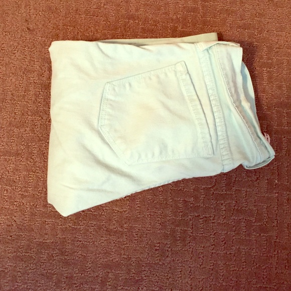 Pastel mint skinny jeans.