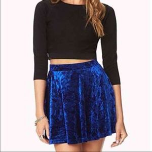 Blue Velveteer Skater Skirt