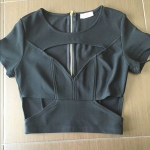 Black cut-out crop top