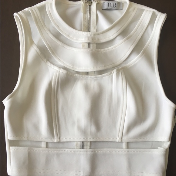 White mesh crop top