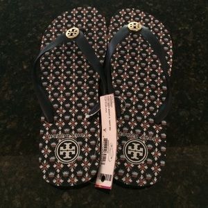 Tory burch navy flip flops