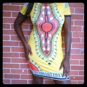 Tribal Inspired Yellow Bodycon