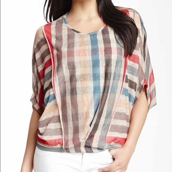Multi-colored poncho-style top