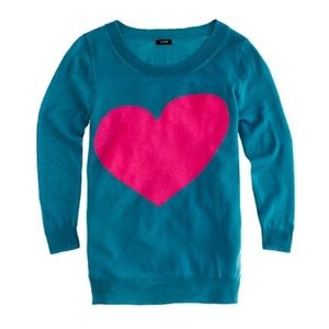 J Crew Tippi Sweater Heart Me in Blue XS