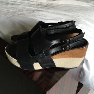 Black platform wedge sandals
