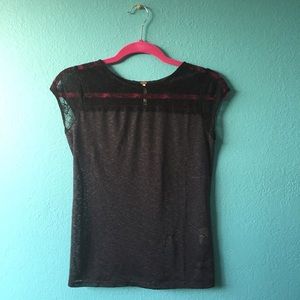 Black and grey Free People top with lace detail